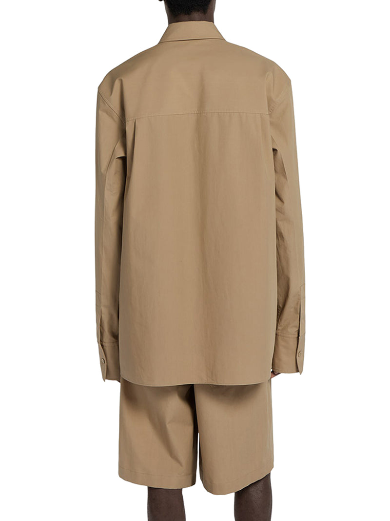 CAMICIA IN POPELINE DI COTONE CON LOGO IN RILIEVO