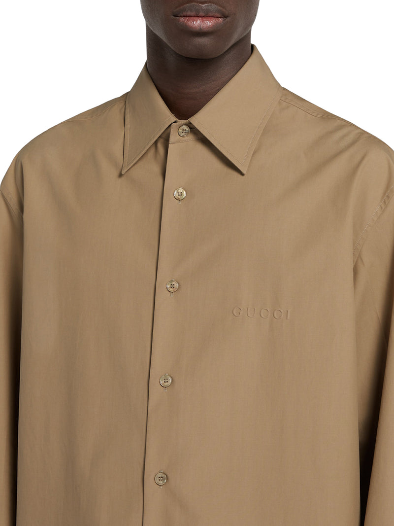 CAMICIA IN POPELINE DI COTONE CON LOGO IN RILIEVO
