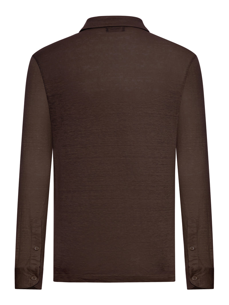 POLO IN LINO A MANICA LUNGA