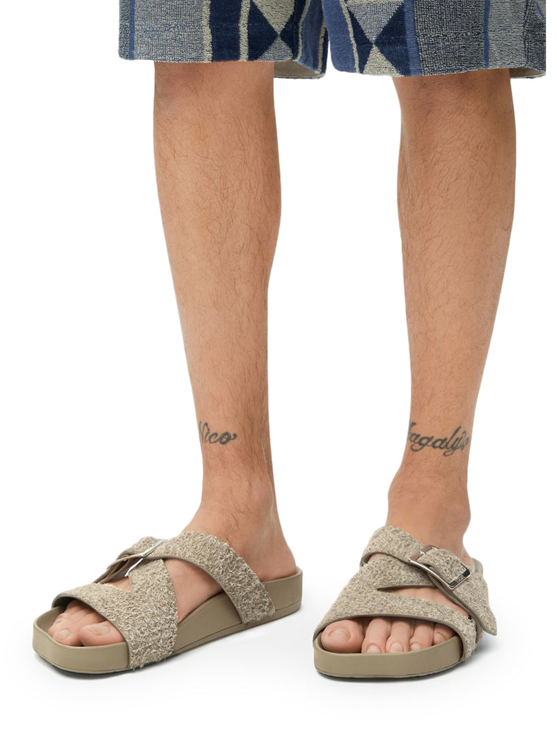 SABOT EASE BUCKLE IN PELLE SCAMOSCIATA SPAZZOLATA