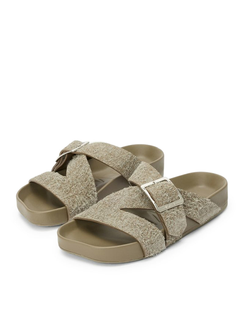 SABOT EASE BUCKLE IN PELLE SCAMOSCIATA SPAZZOLATA