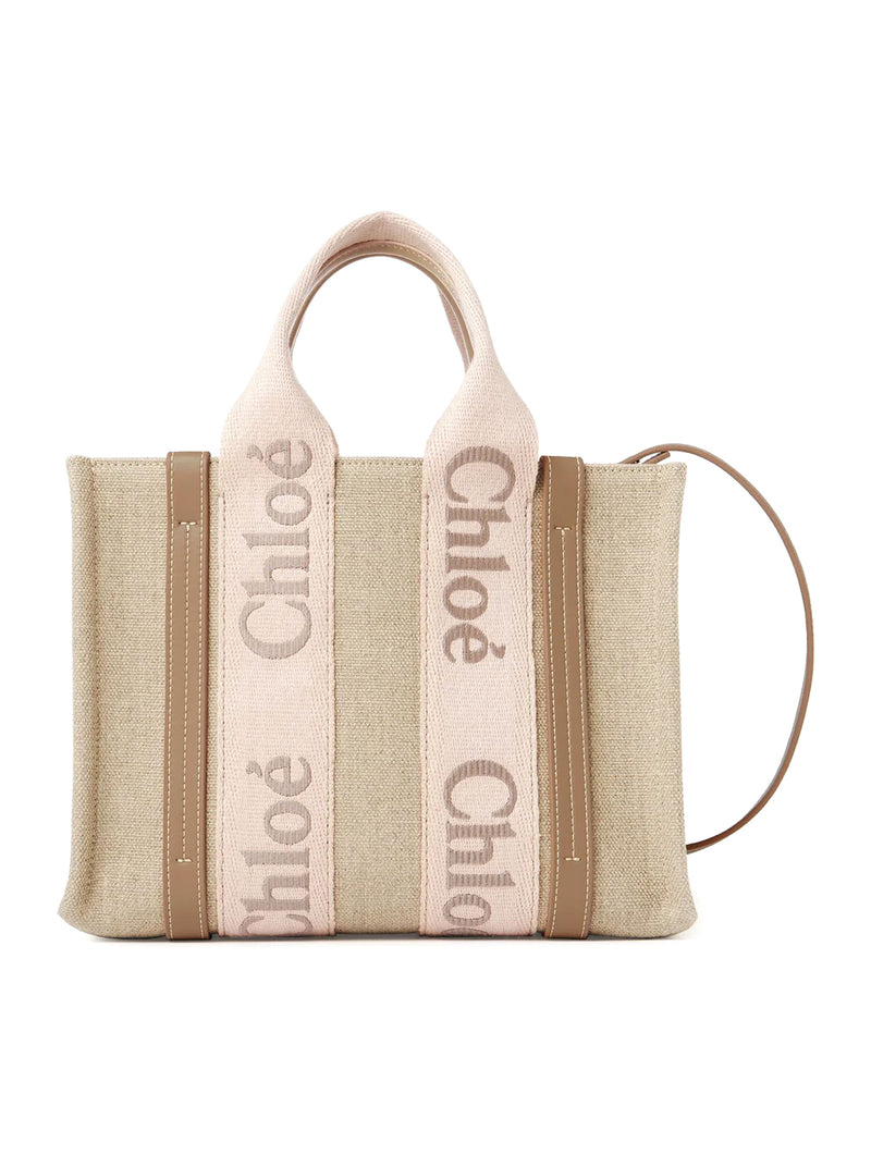 BORSA TOTE WOODY PICCOLA IN LINO