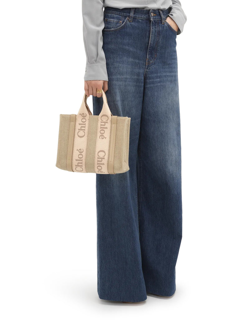 BORSA TOTE WOODY PICCOLA IN LINO