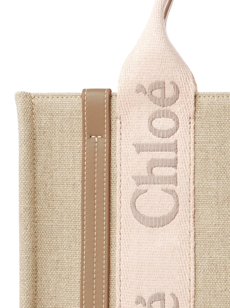 BORSA TOTE WOODY PICCOLA IN LINO