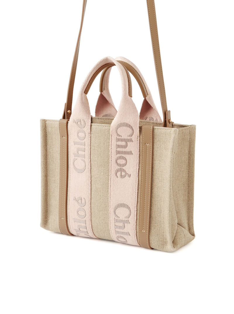 BORSA TOTE WOODY PICCOLA IN LINO