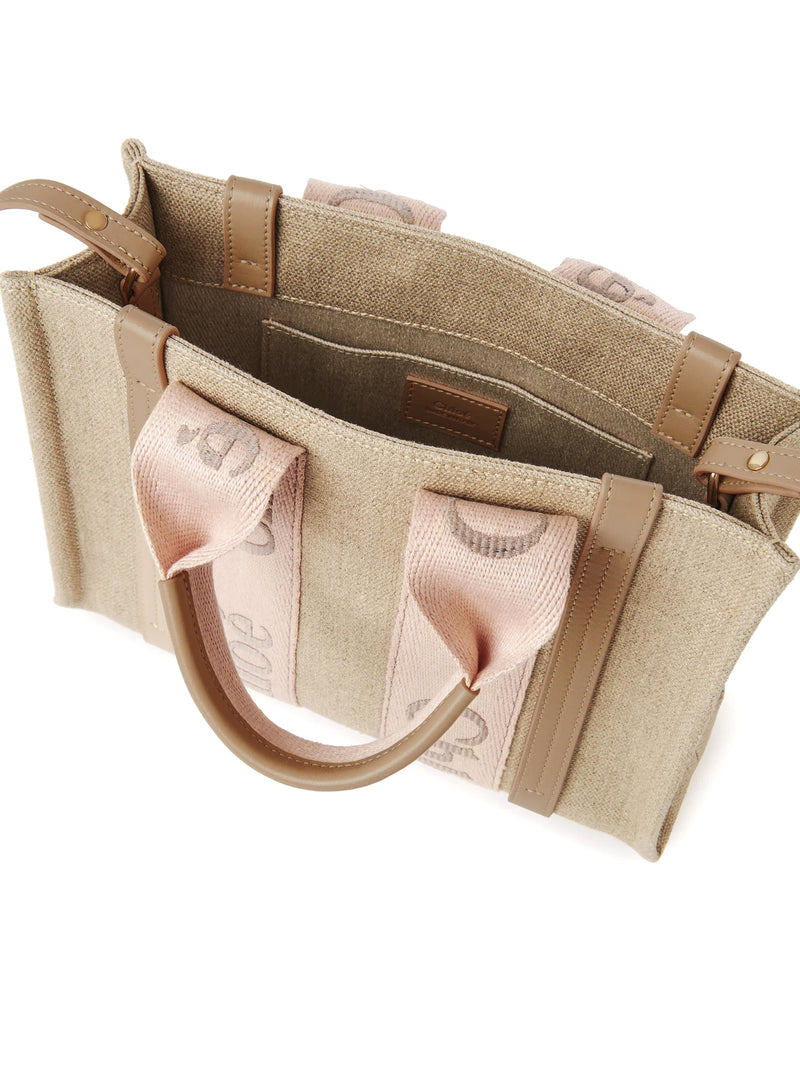 BORSA TOTE WOODY PICCOLA IN LINO
