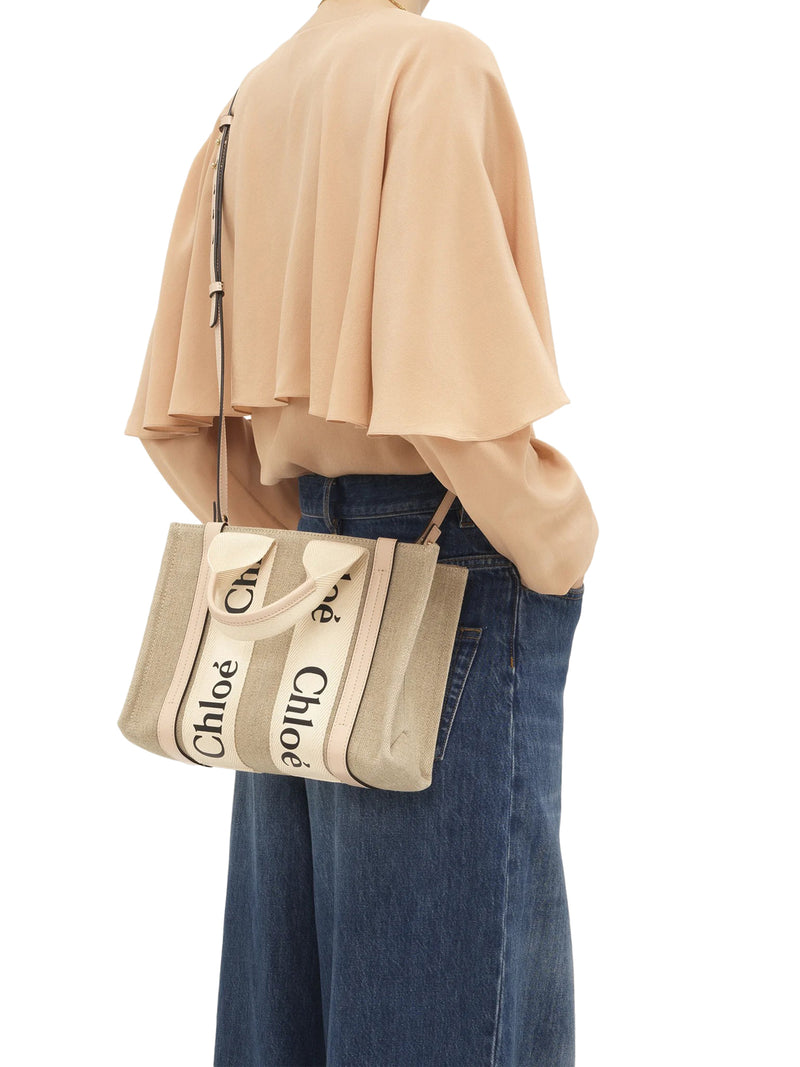 TOTE BAG PICCOLA WOODY IN LINO