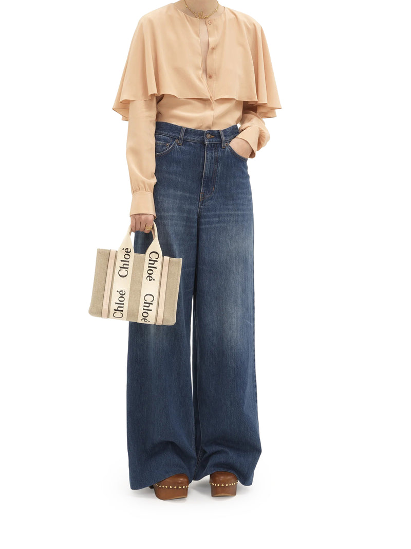 TOTE BAG PICCOLA WOODY IN LINO