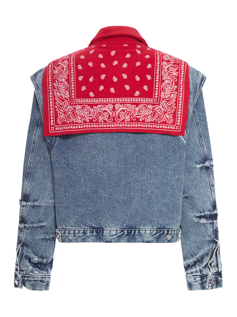 GIACCA CAPE IN DENIM CON EFFETTO BANDANA