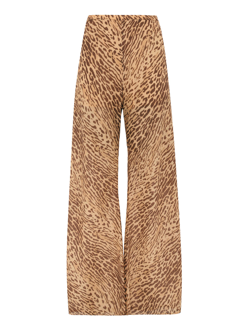 PANTALONI WIDE LEG CON STAMPA ANIMALIER