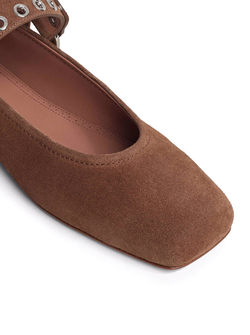 BALLERINE FLAT BIKER IN PELLE SCAMOSCIATA