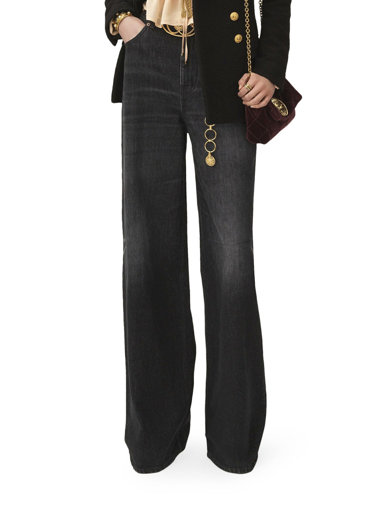 JEANS A GAMBA AMPIA E VITA ALTA IN DENIM