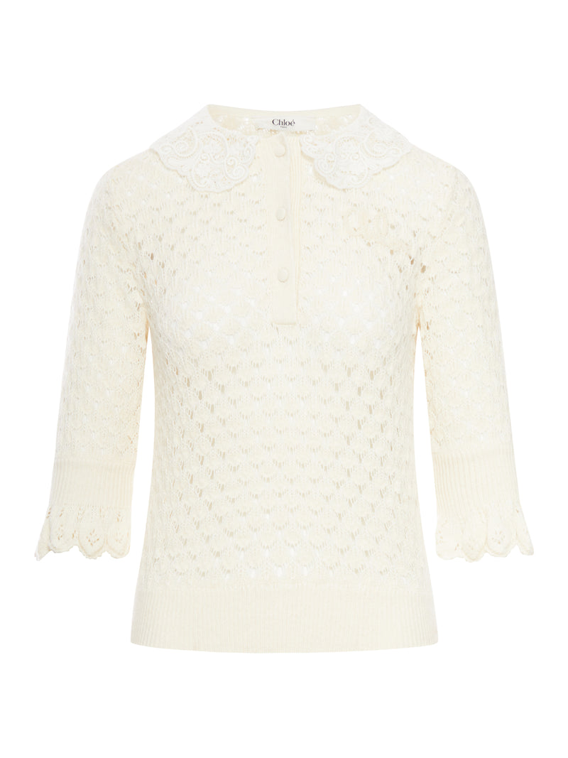 OPENWORK TOP IN ALPACA WOOL AND SILK