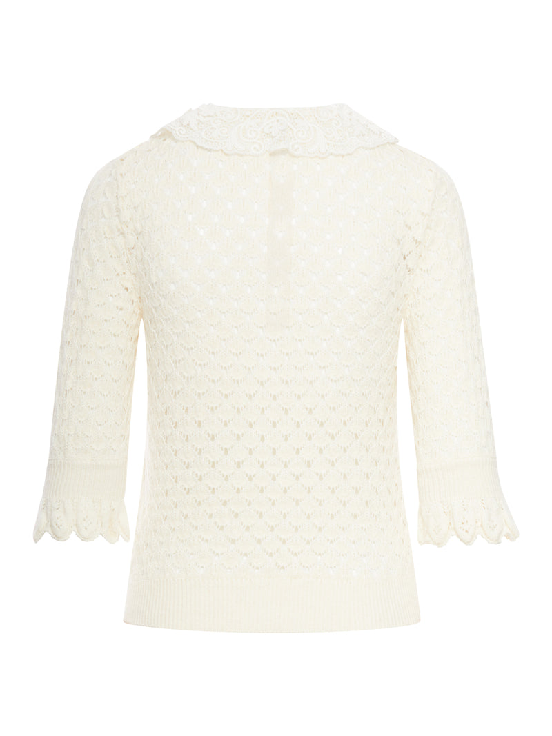 OPENWORK TOP IN ALPACA WOOL AND SILK