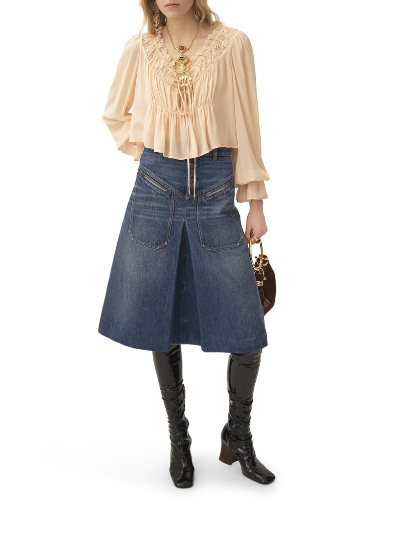 GONNA MIDI IN DENIM SLAVATO