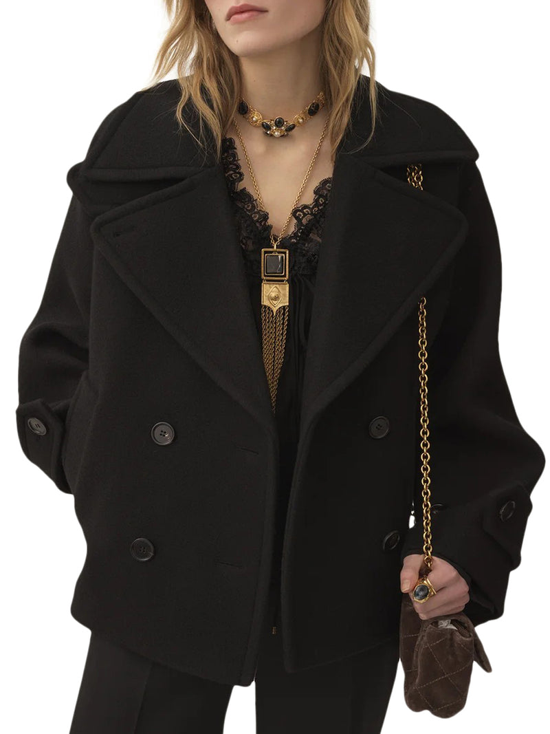 CAPPOTTO CORTO OVERSIZE IN LANA