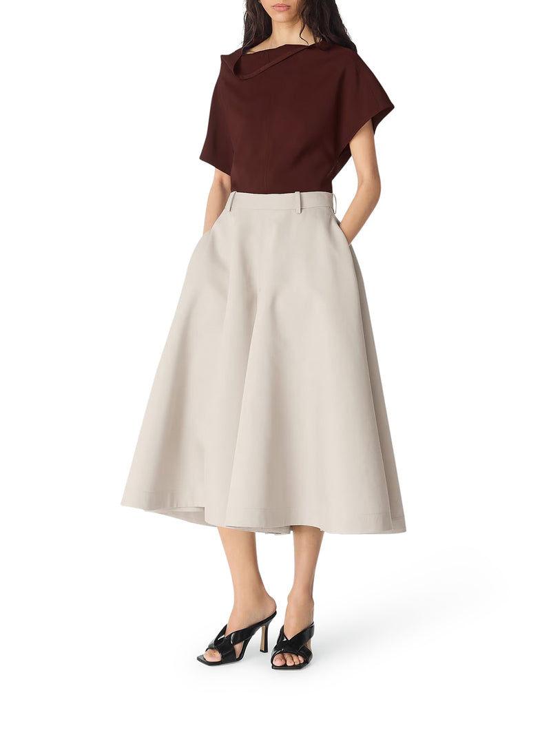 PANTALONI A CULOTTE IN TWILL DI COTONE E SETA