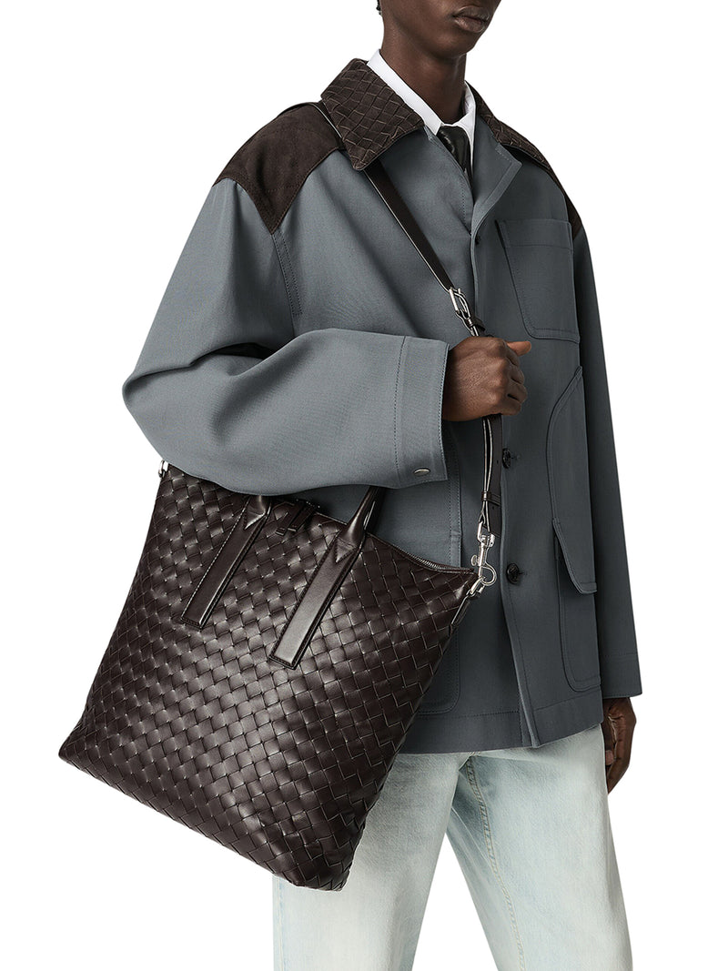 BORSA TOTE INTRECCIATO NORTH-SOUTH CON ZIP