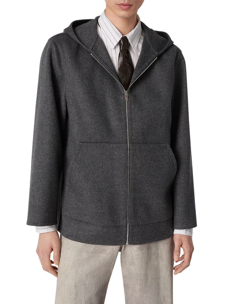 GIACCA CON CAPPUCCIO IN LANA DOUBLE FACE
