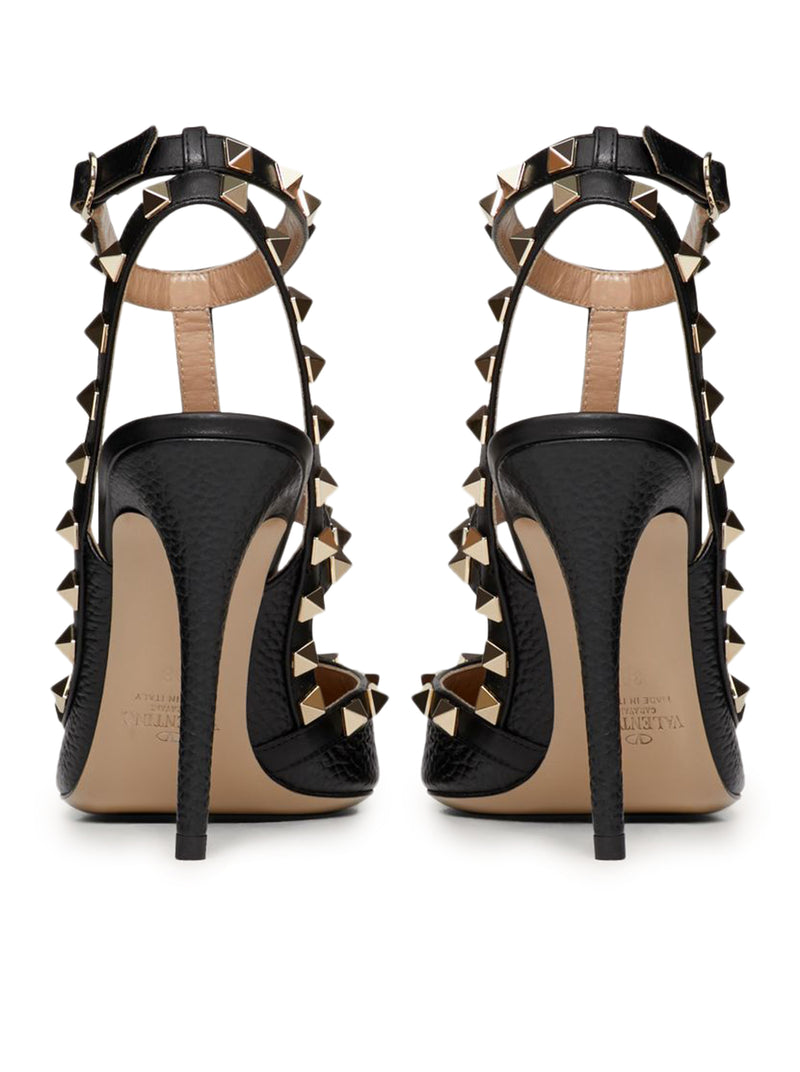 DÉCOLLETÉ ROCKSTUD IN VITELLO GRANATO CON CINTURINI 100MM