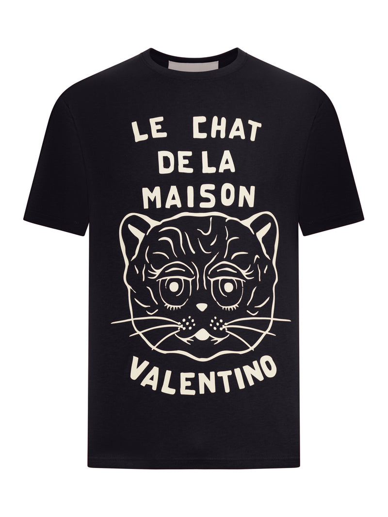 T-SHIRT IN COTONE CON STAMPA CHAT DE LA MAISON