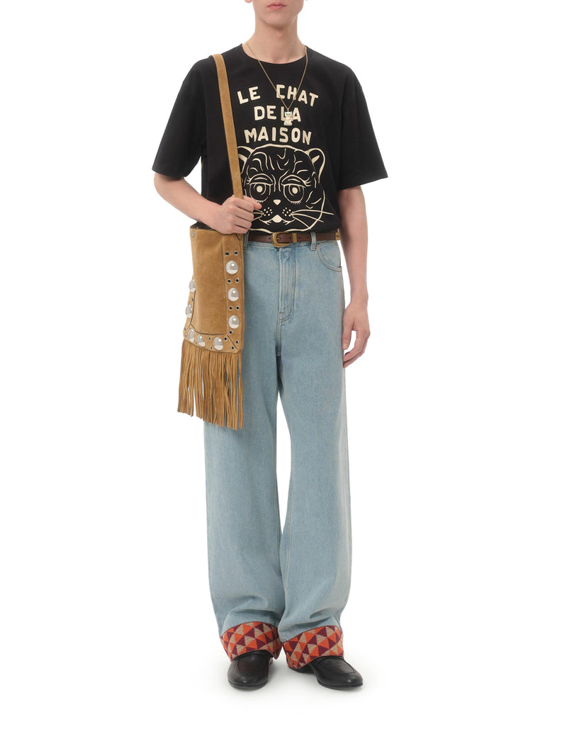 T-SHIRT IN COTONE CON STAMPA CHAT DE LA MAISON