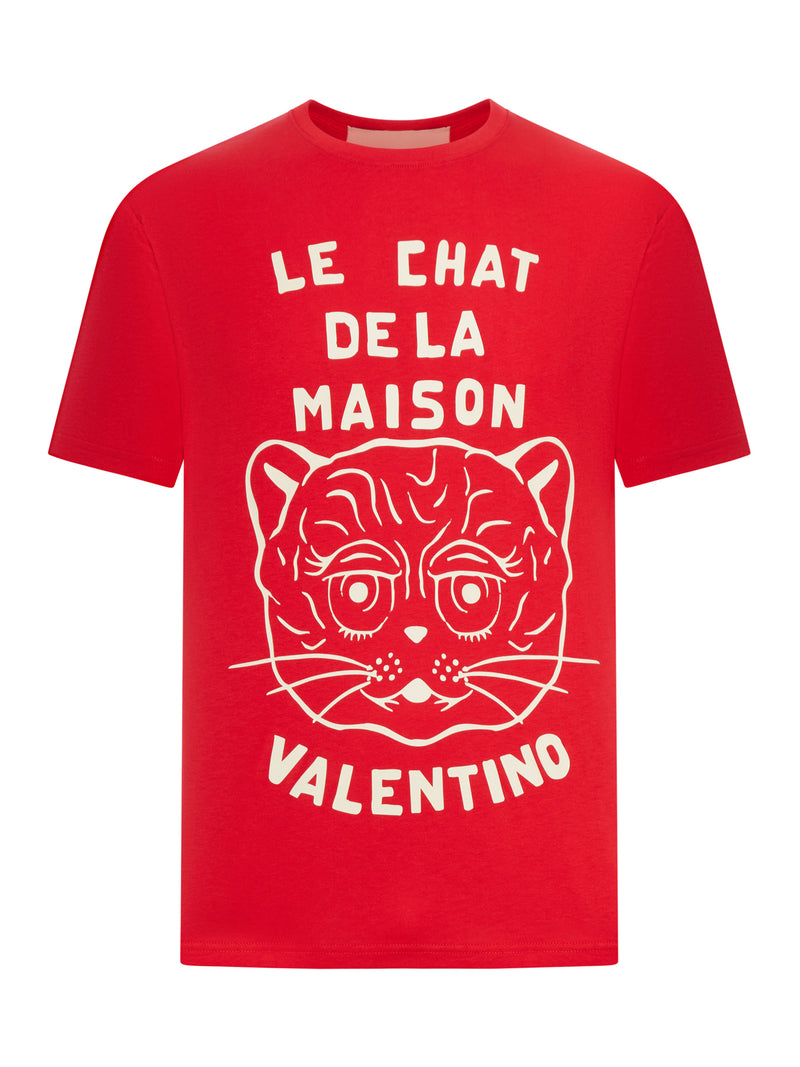 T-SHIRT IN COTONE CON STAMPA CHAT DE LA MAISON