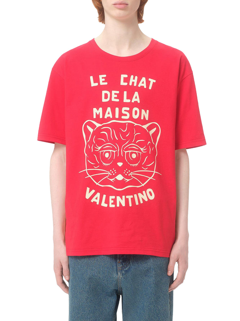 T-SHIRT IN COTONE CON STAMPA CHAT DE LA MAISON