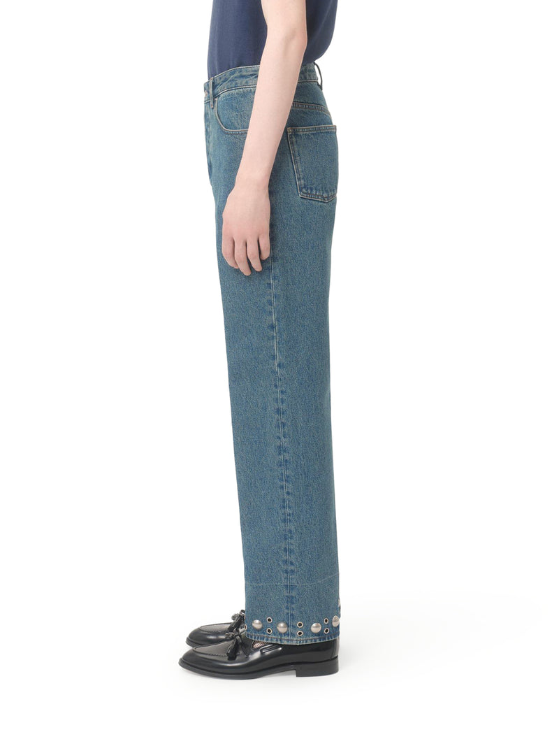 PANTALONE IN DENIM CON CABOCHONS