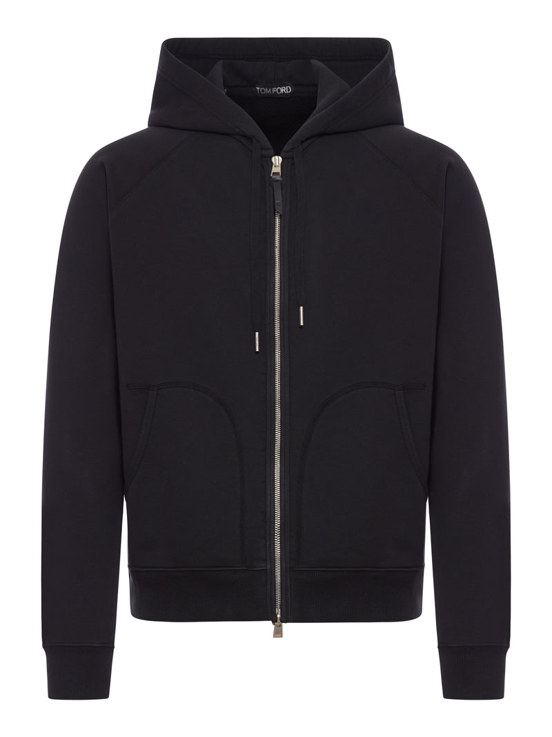 FELPA CON CAPPUCCIO E ZIP IN COTONE