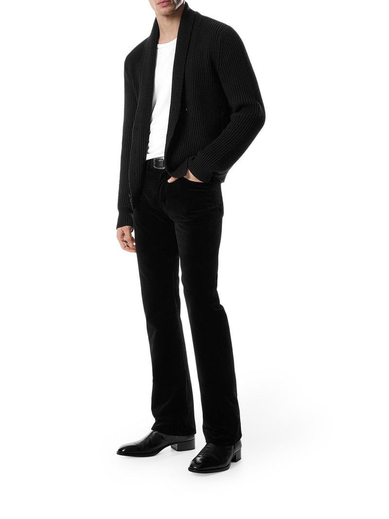 CARDIGAN CON COLLO A SCIALLE IN LANA E SETA