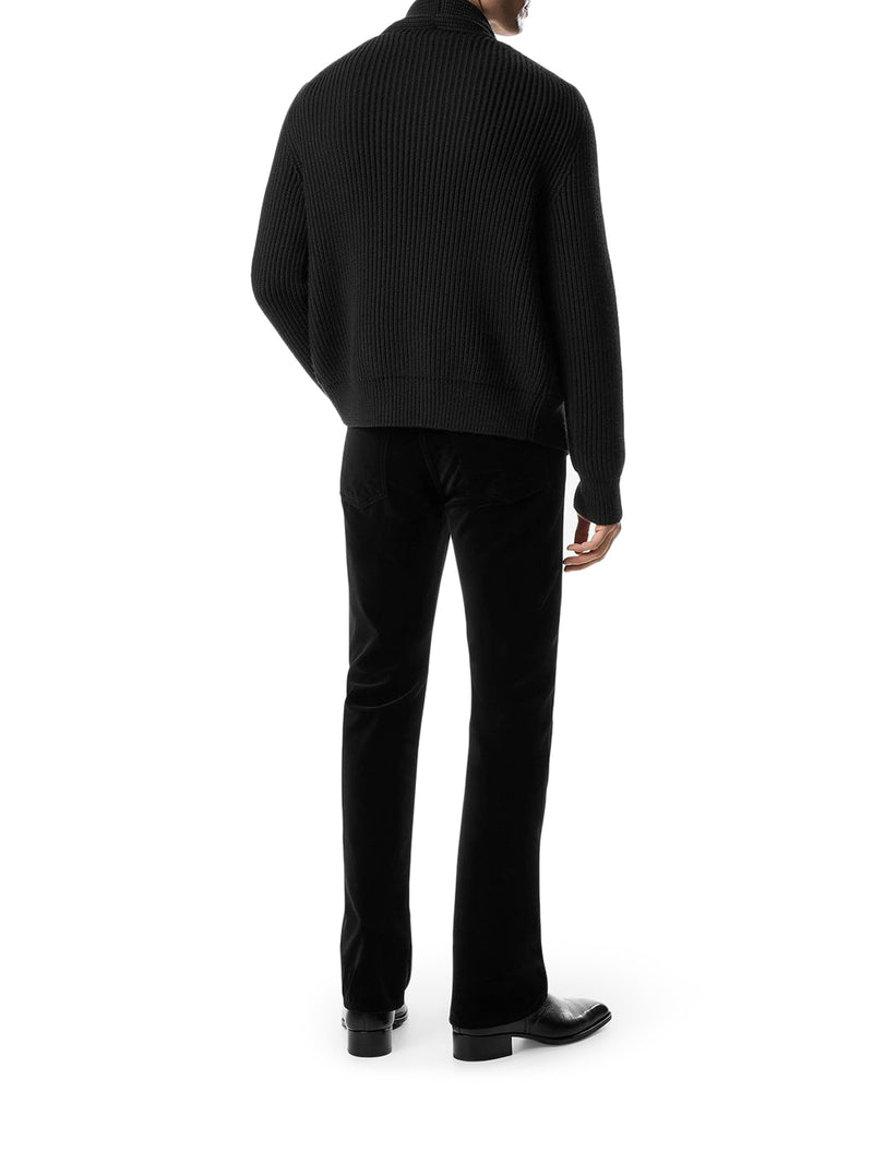 CARDIGAN CON COLLO A SCIALLE IN LANA E SETA