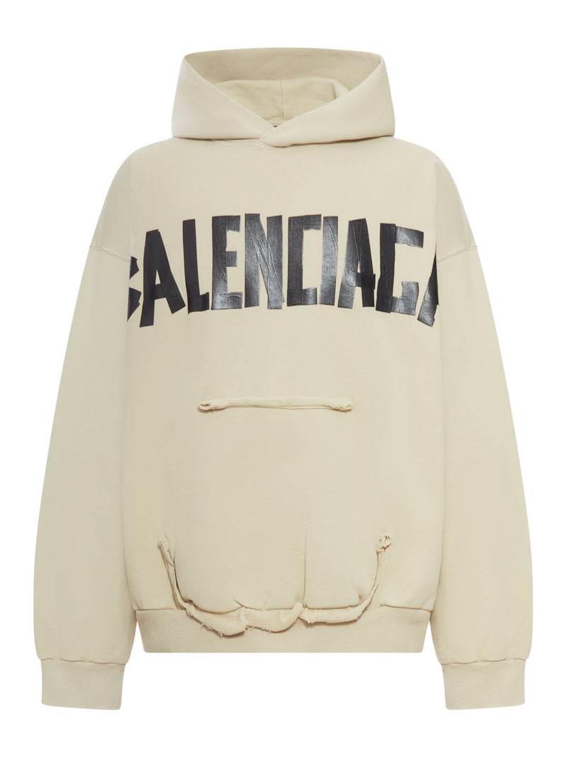 FELPA CON CAPPUCCIO E TASCA STRAPPATA