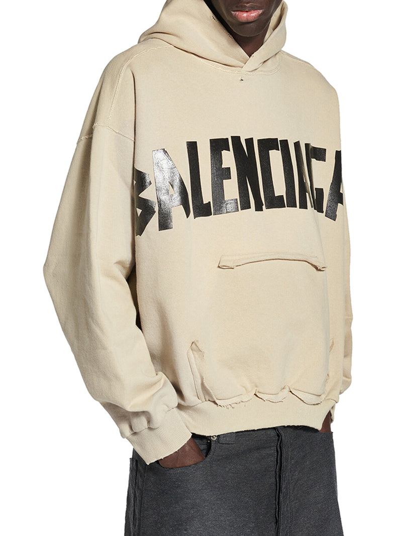 FELPA CON CAPPUCCIO E TASCA STRAPPATA