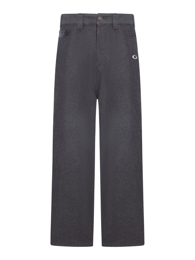 PANTALONI BAGGY TROMPE L`ŒIL IN DENIM DI COTONE