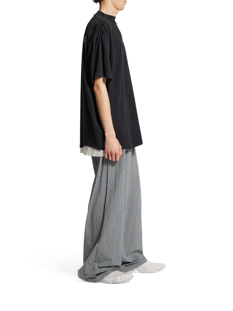 T-SHIRT DOPPIA BACK IN NERO DÉLAVÉ