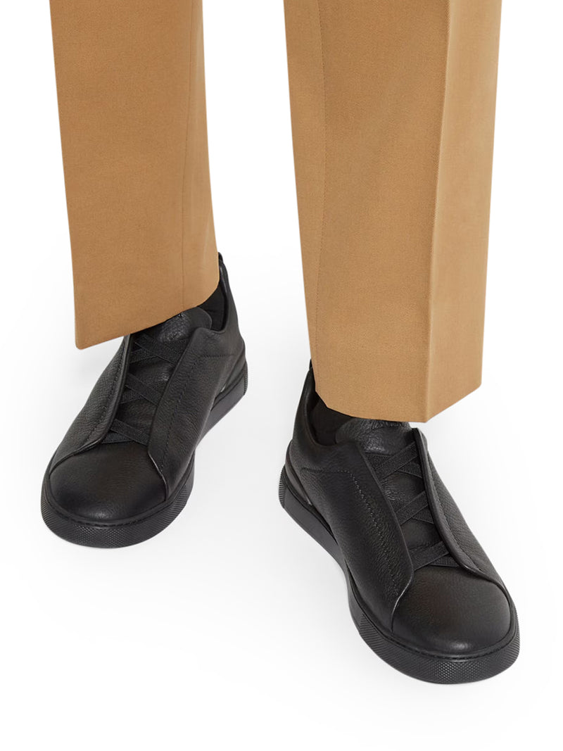 SNEAKERS TRIPLE STITCH IN PELLE DI CERVO NERO