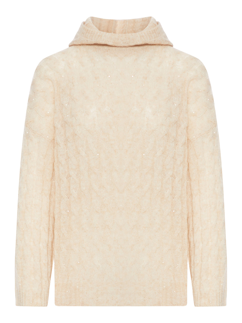 MAGLIONE CON CAPPUCCIO IN MISTOCASHMERE