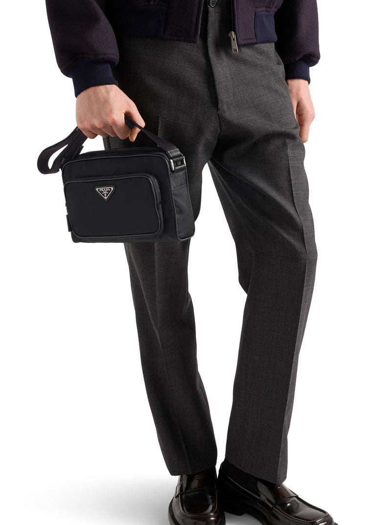 BORSA A TRACOLLA SMALL IN RE-NYLON E SAFFIANO