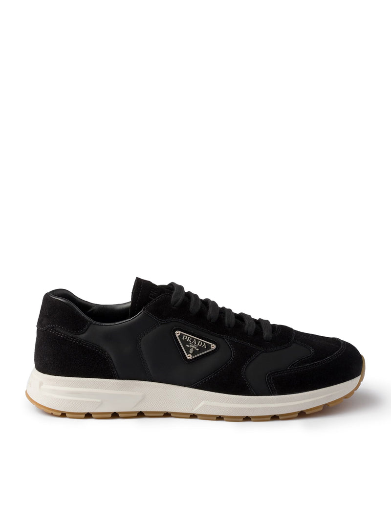 SNEAKERS PRAX IN PELLE SCAMOSCIATA E RE-NYLON