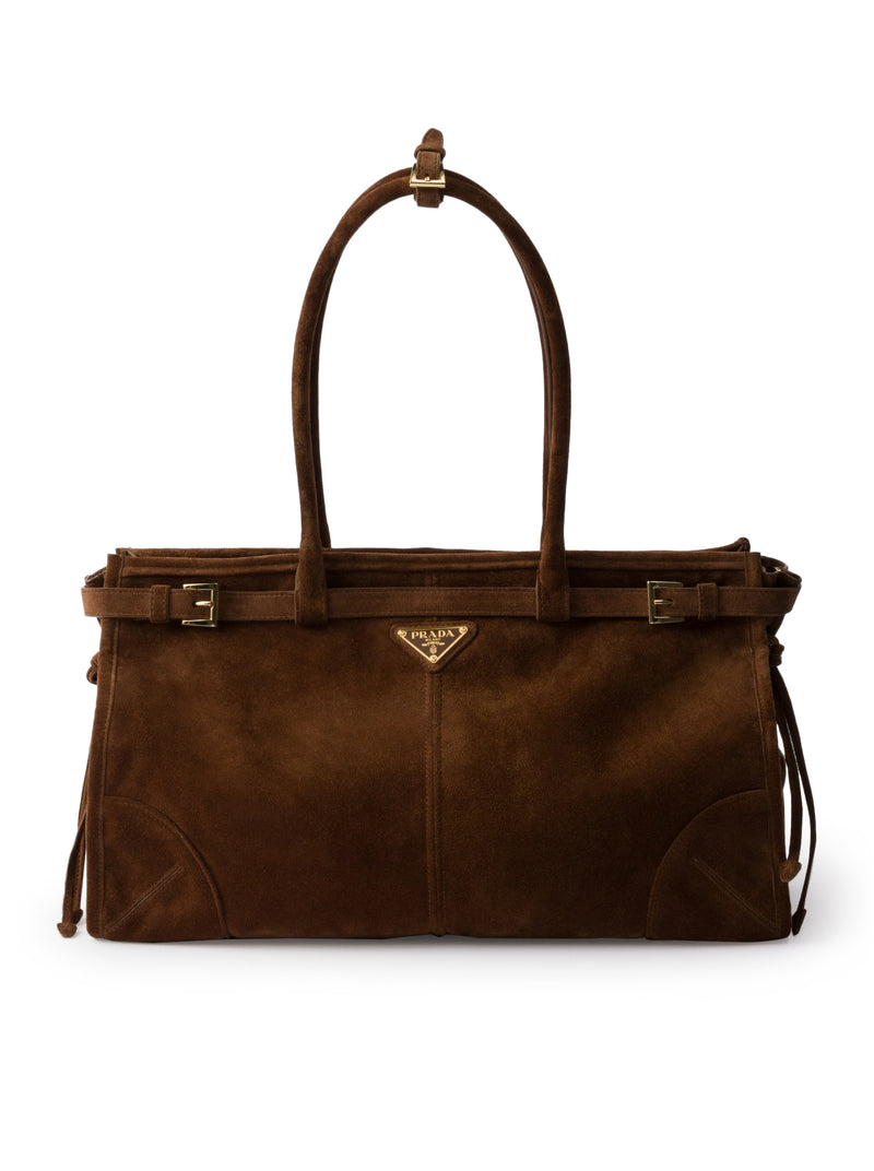 BORSA A MANO PRADA BONNIE LARGE IN PELLE SCAMOSCIATA