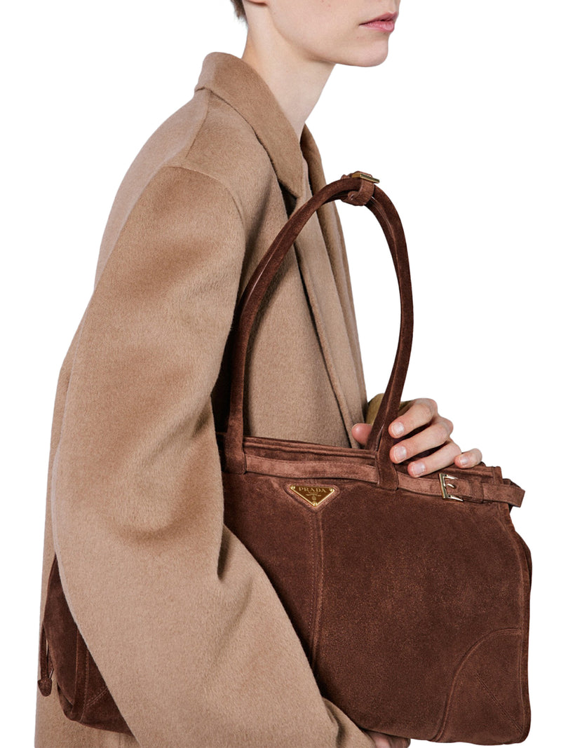 BORSA A MANO PRADA BONNIE LARGE IN PELLE SCAMOSCIATA