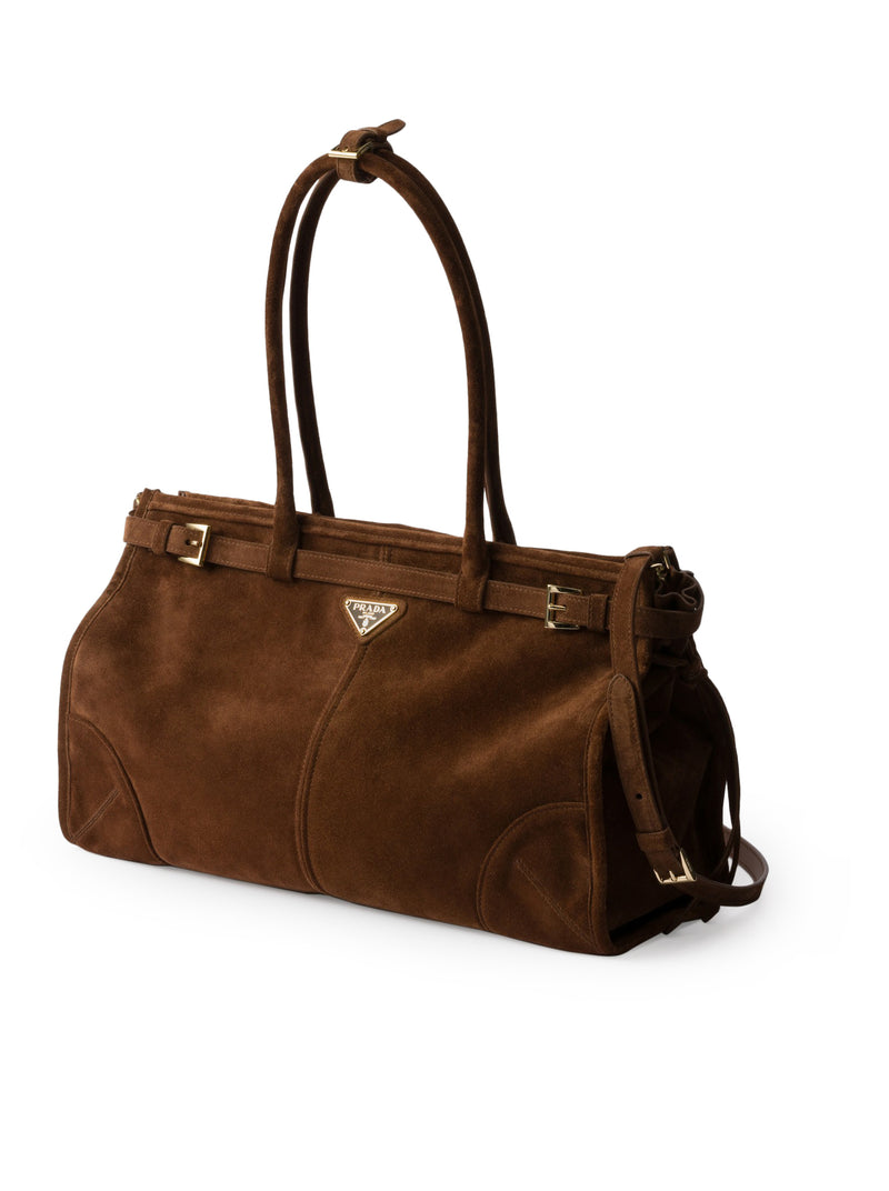 BORSA A MANO PRADA BONNIE LARGE IN PELLE SCAMOSCIATA