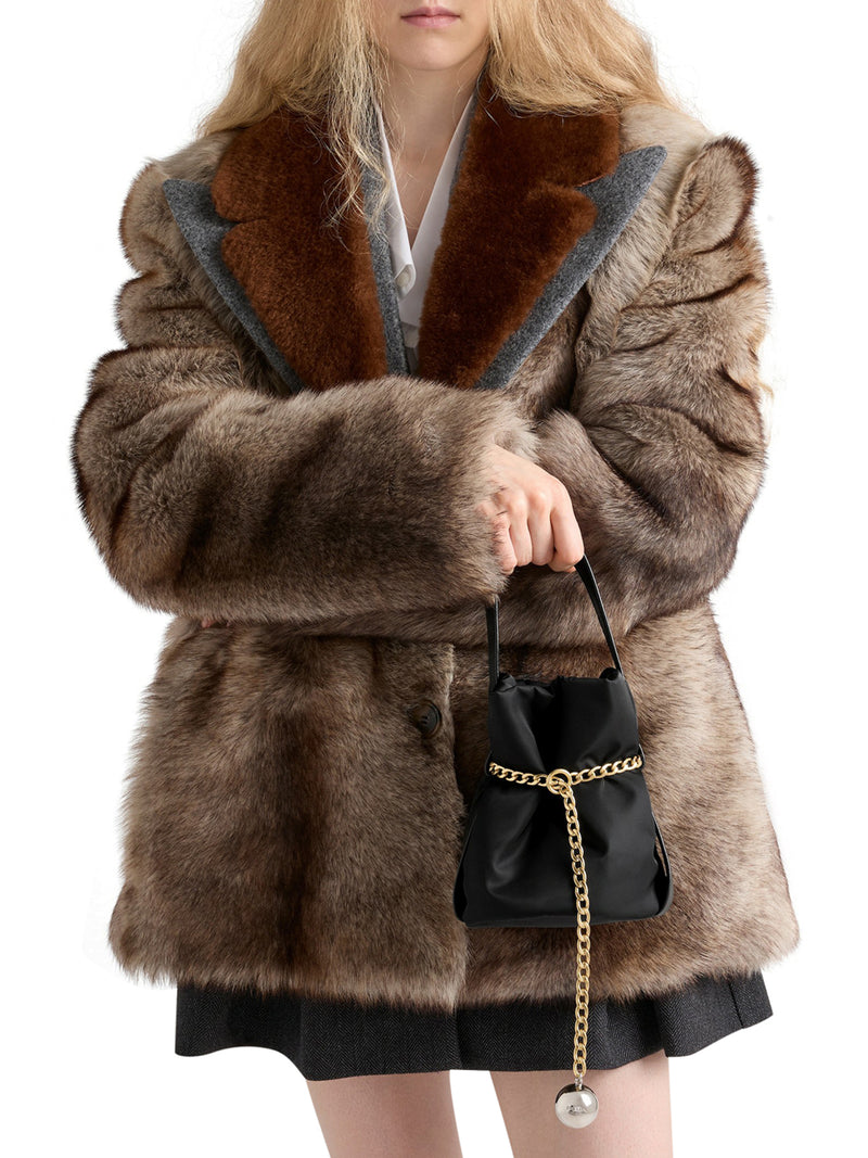 SECCHIELLO PETIT SAC NOIR MINI IN RE-NYLON E NAPPA