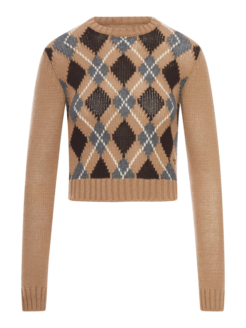 MAGLIONE CON FANTASIA GEOMETRICA IN CASHMERE