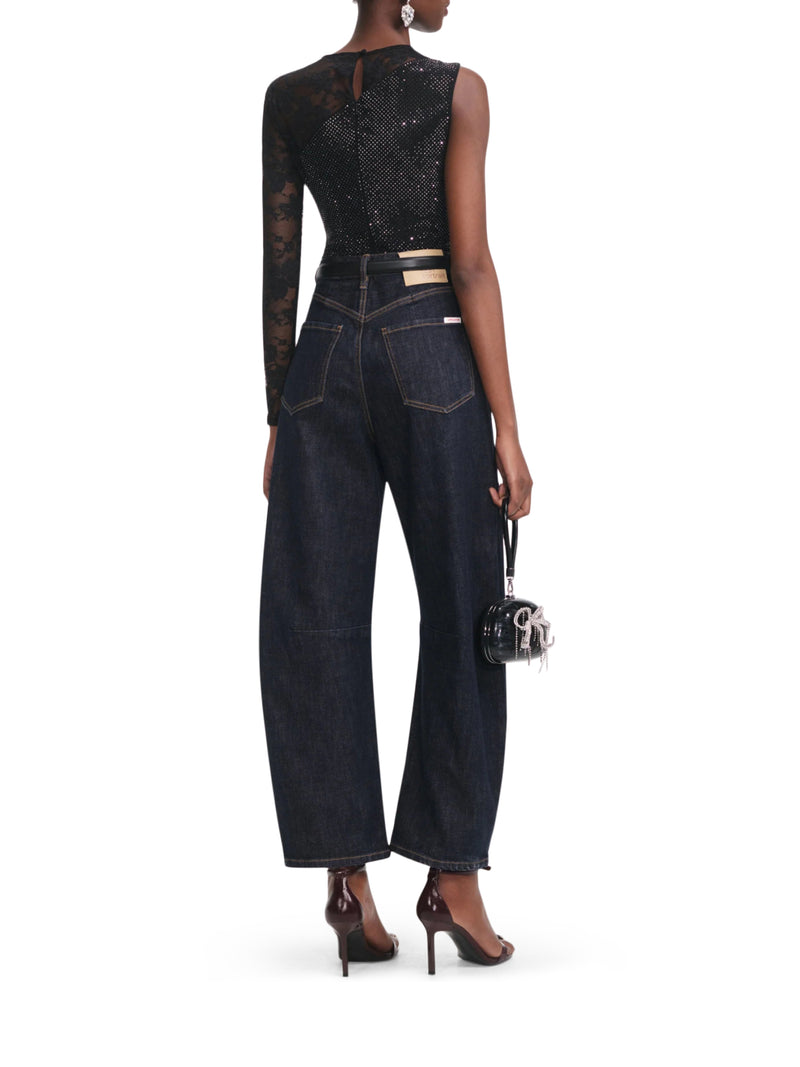 TOP CON STRASS E MANICHE IN PIZZO