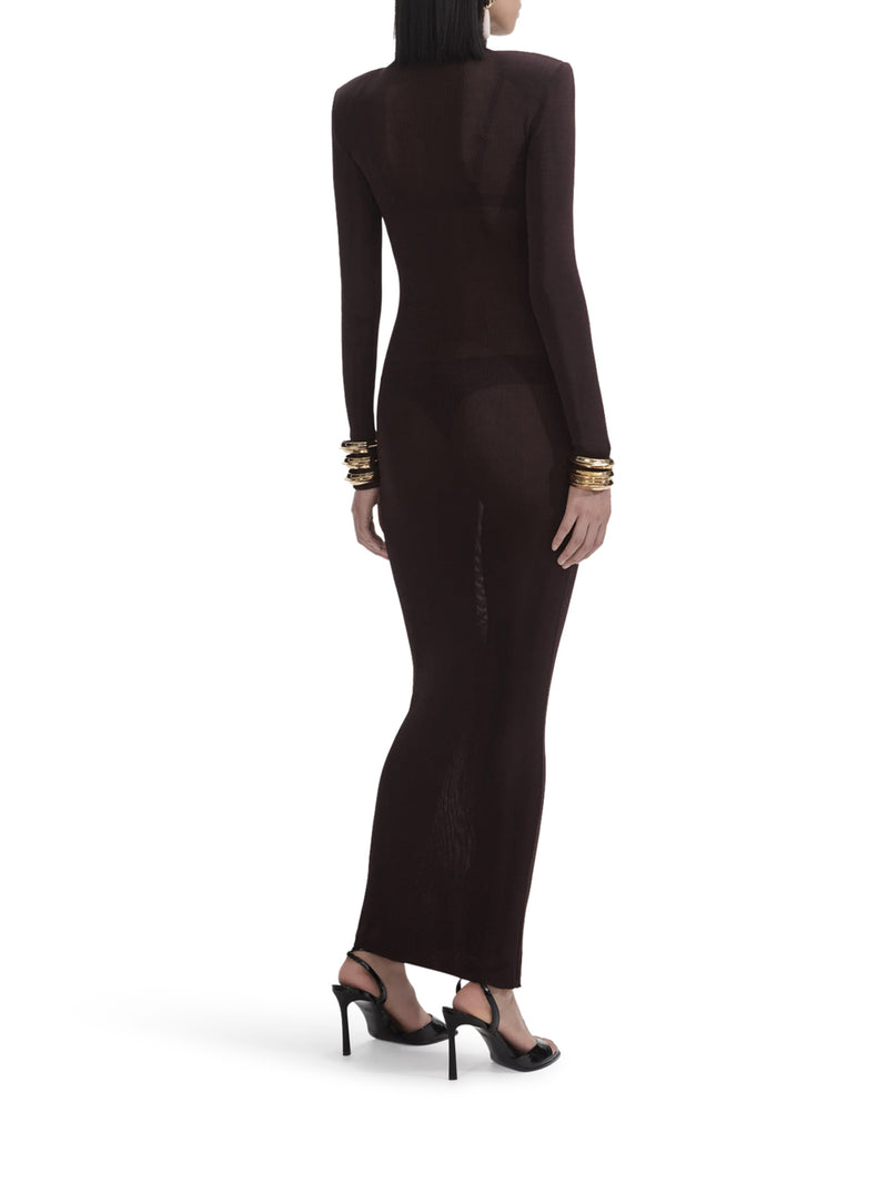ABITO LUNGO IN MAGLIA DI VISCOSA MARRONE