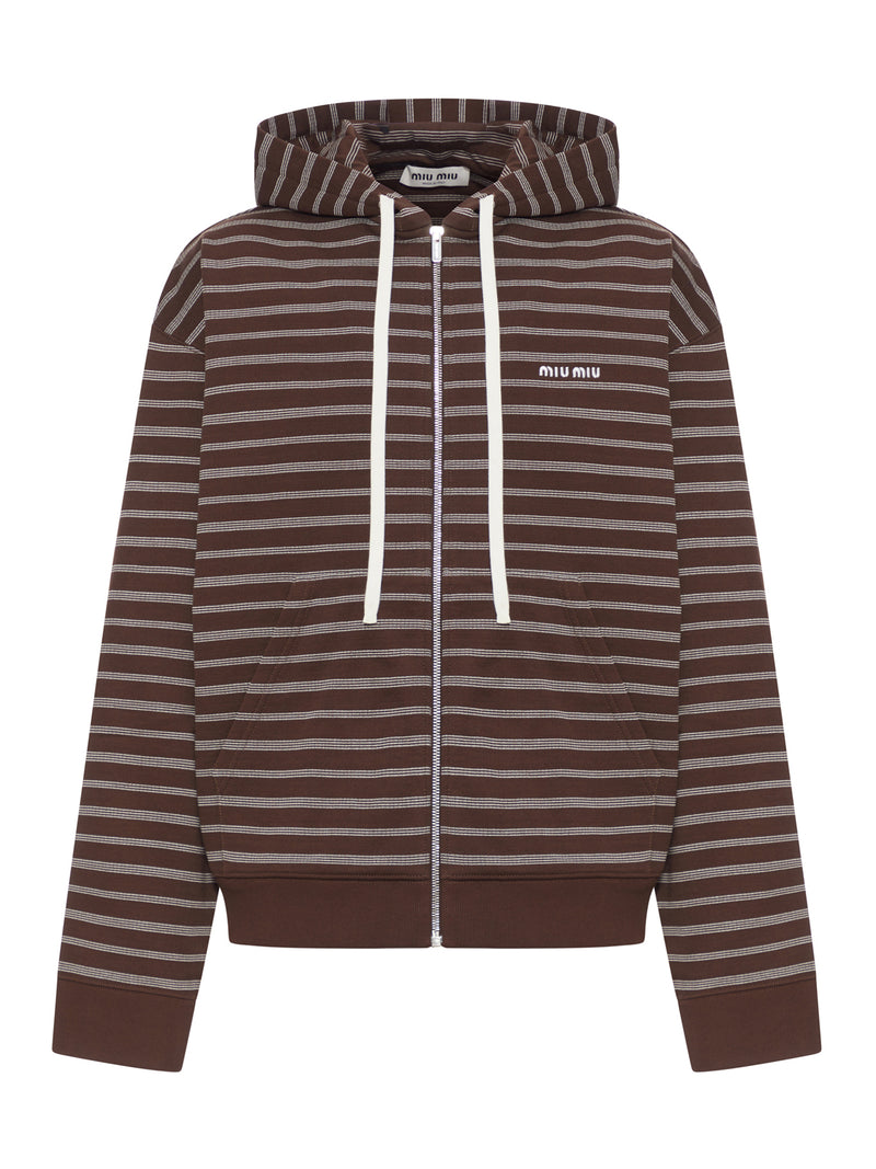 FELPA A RIGHE CON CAPPUCCIO