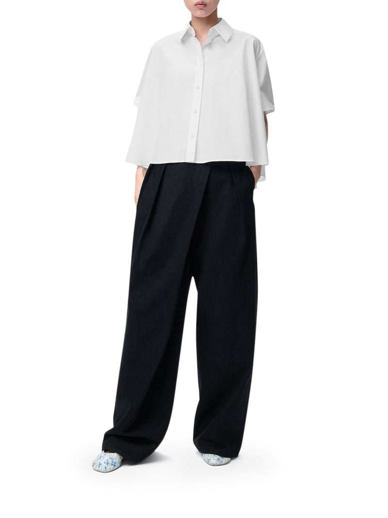 CAMICIA CROP A TRAPEZIO IN COTONE