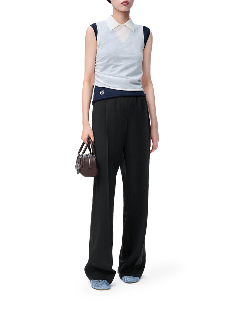 PANTALONI IN LANA CON LOGO A CONTRASTO